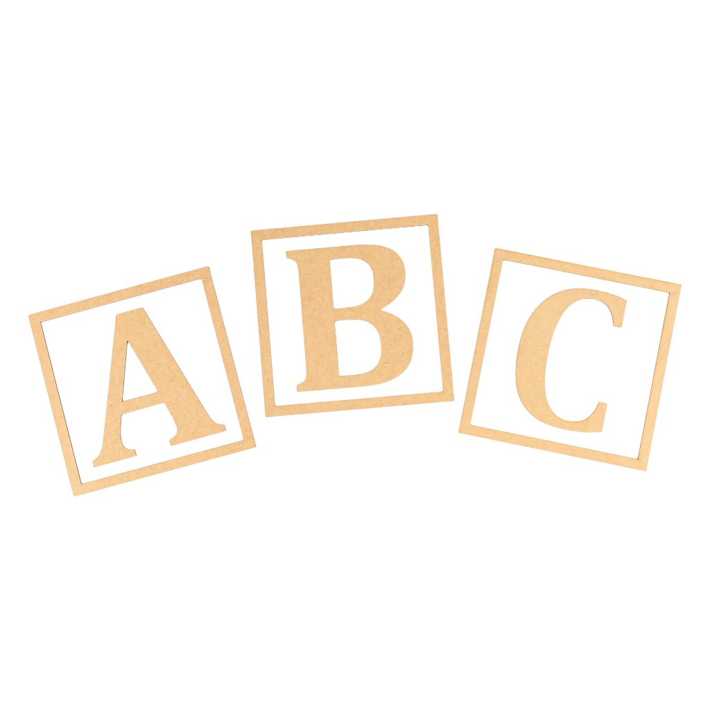 Letras A B C Molduras para Cubos 30x30 Mdf Cru Decoração
