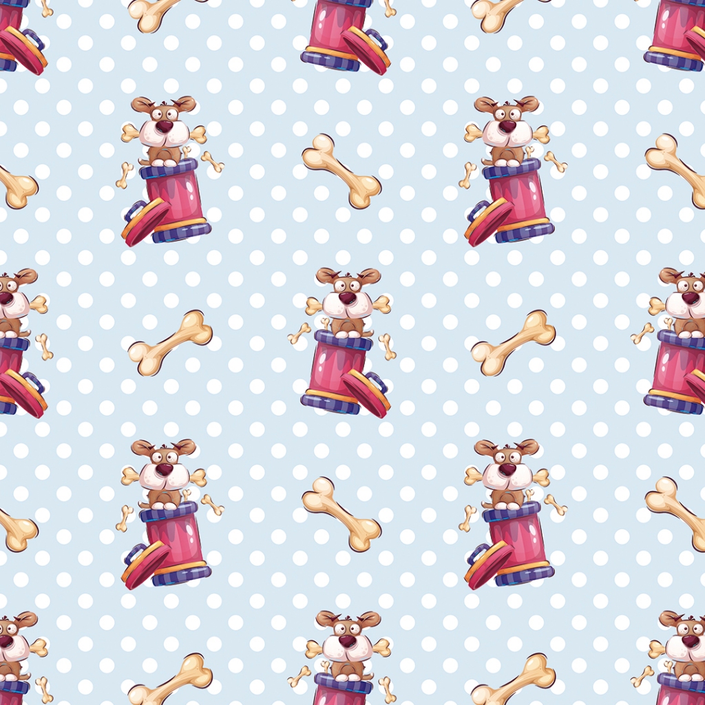 Papel de Parede Adesivo Cachorrinho Fofo Fundo Azul Adesivo Lavável Rolo de 3 Metros