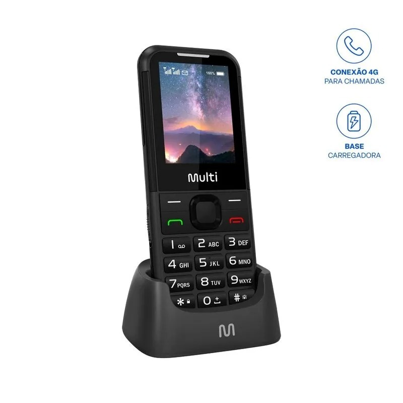 Celular Multi Vita 4G Com Base Carregadora Botão SOS P9225