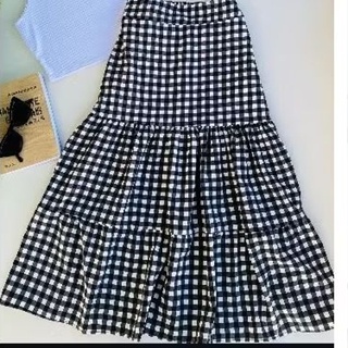 Saia três marías xadrez midi forrado em Oferta na Shopee