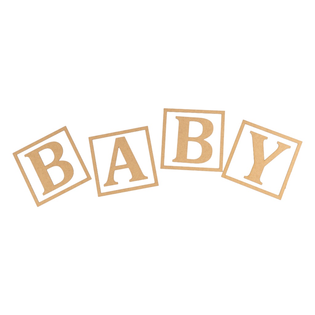 Letras Baby Molduras Para Cubo 30x30 Mdf Cru Decoração