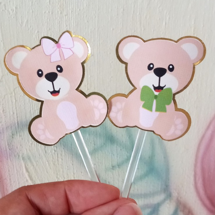 50 Tags Toppers P/ Docinho Doces Ursinho menino /menina Chá revelação