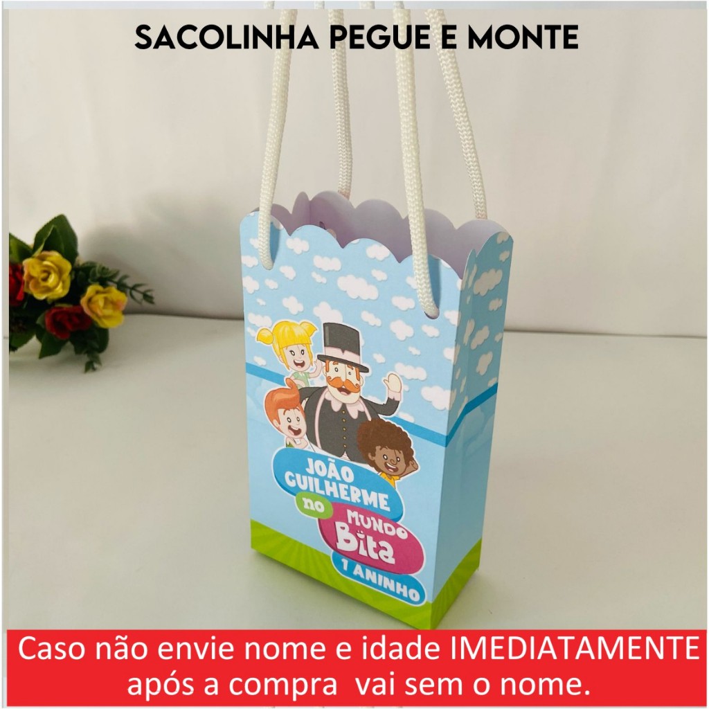 Sacolinha personalizada Mundo Bita PEGUE E MONTE/sacolinha surpresa/lembrancinhas/aniversário