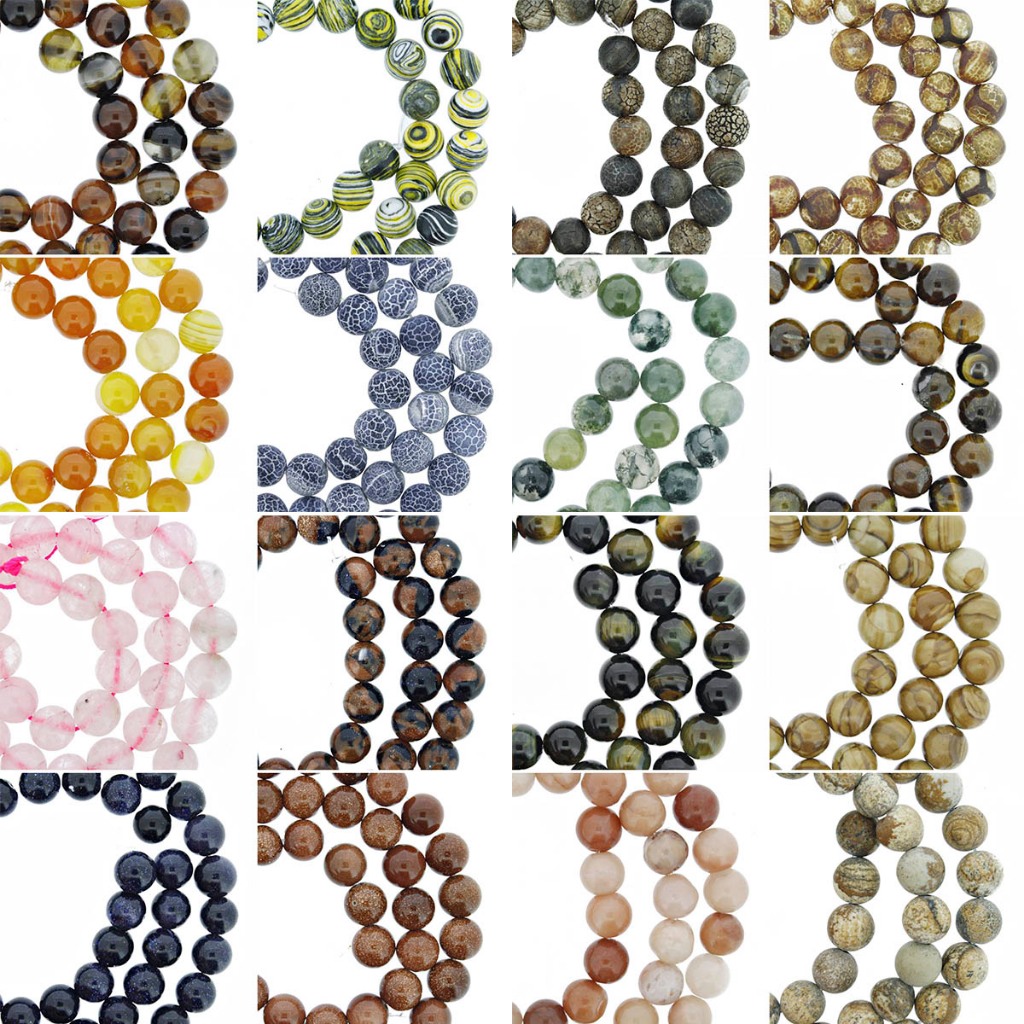 Contas de Pedras Naturais para Pulseiras Colares - 8mm - 45 Peças - Escolha o Modelo
