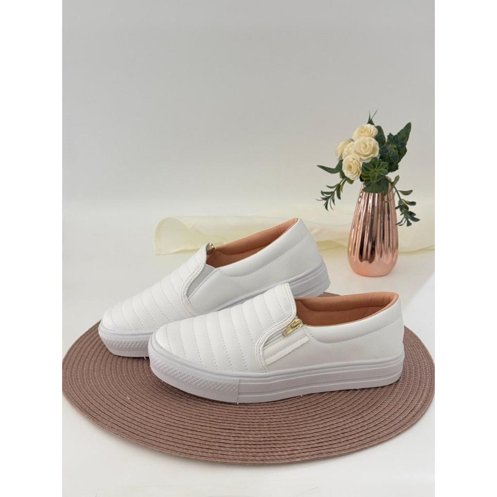 Tênis Slip On Sapatênis Confortável Feminino  Sapatilha Casual Com Zíper Envio Imediato