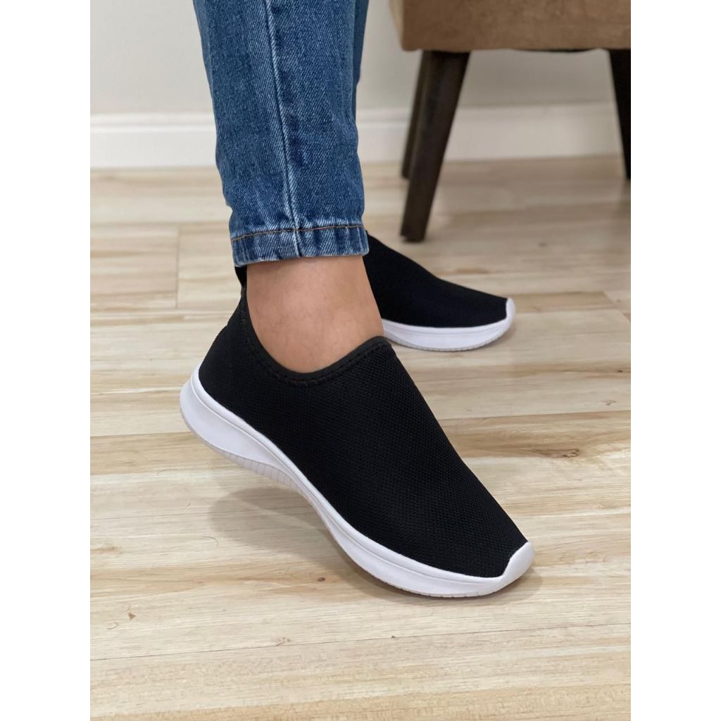 Tênis meia Feminino Confortável Sem Cadarço academia caminhada treino casual