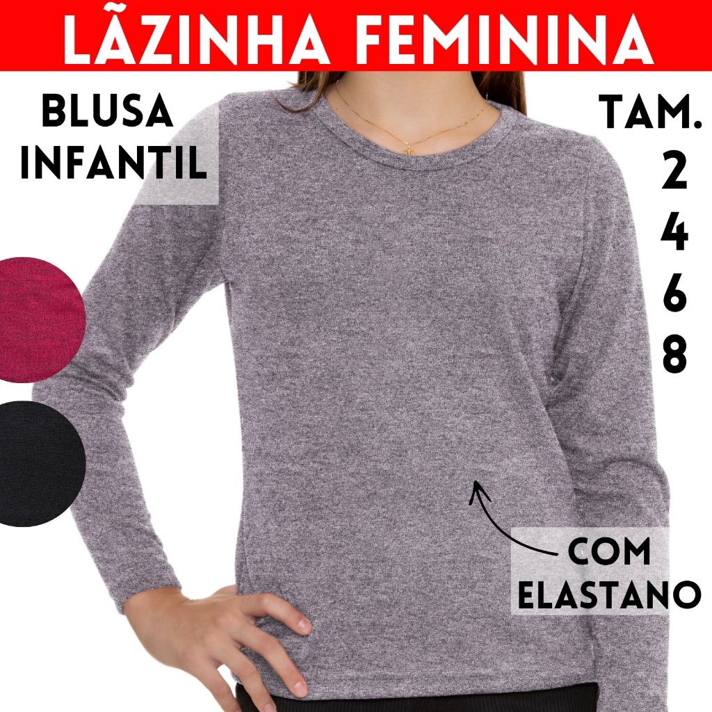 Baby look Menina Manga Longa Lisa 3121-C1