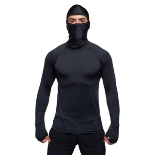 Camisa Com Proteçao Termica Uv50+ Segunda Pele Masculina Touca Capuz Motoqueiro em Oferta na Shopee