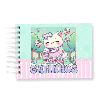 Livro de Colorir Gatinho 50 Folhas 180G Caderno de Desenho Pintura Coloring Book SEM PERSONALIZAÇÃO