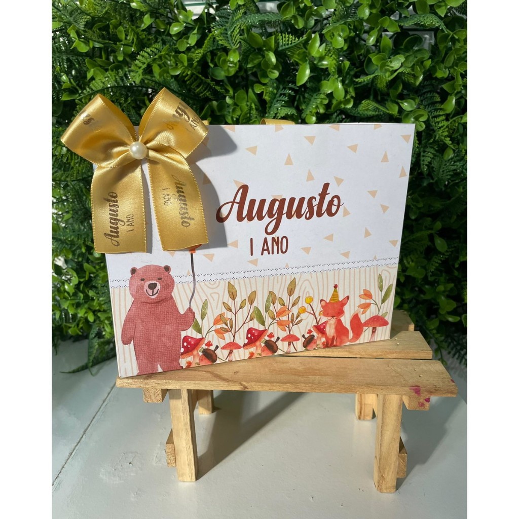 Sacolinha Surpresa Personalizada Bosque Menino I Construção I  Laço | Lembrancinhas | Festa Aniversário | Lancheirinha