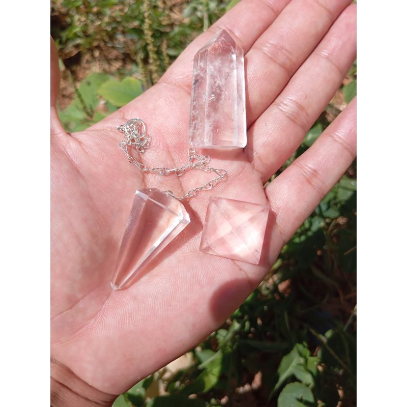 kit esotérico quartzo cristal pirâmide ponta gerador pêndulo radiestesia