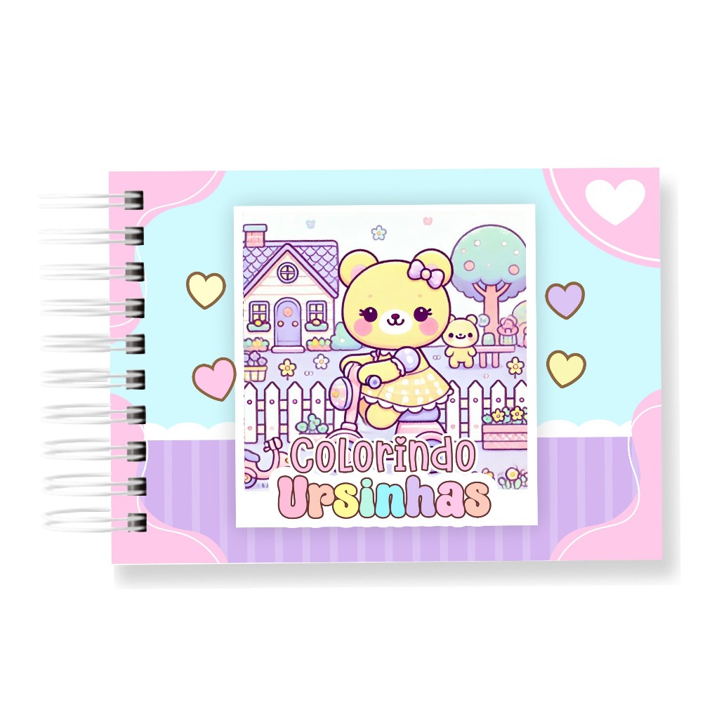 Livro de Colorir Ursinhas Kawaii 50 Folhas 180G Caderno de Desenho Pintura Coloring Book SEM PERSONALIZAÇÃO em Oferta na Shopee