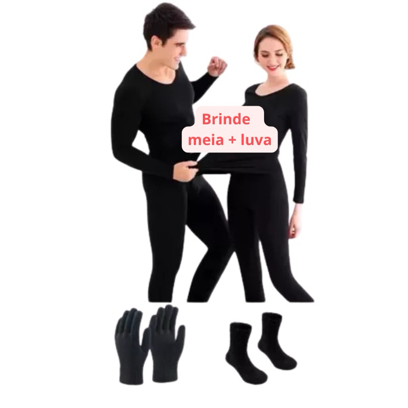 Conjunto Térmico Peluciado Blusa+calça Plus Size roupa extra g agasalho PIJAMA segunda pele camisa longa comprida calsa