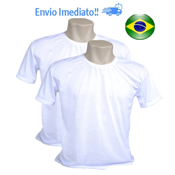 2 CAMISETAS BRANCAS ATE O  G1  100% POLIÉSTER PARA SUBLIMAÇÃO