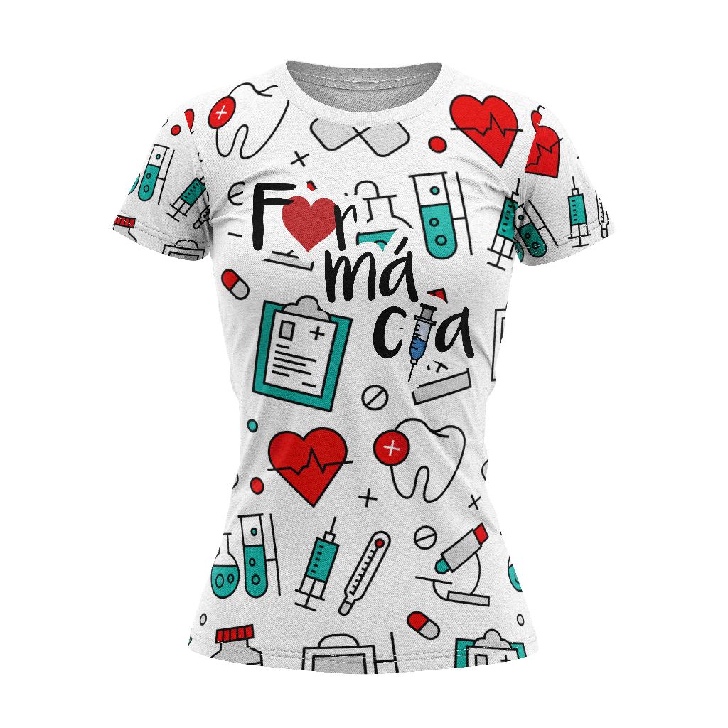 Camisa PROFISSÃO FARMÁCIA TRADICIONAL T-Shirt Blusa Malha Casual Feminina Camiseta uniforme FARMÁCIA em Oferta na Shopee
