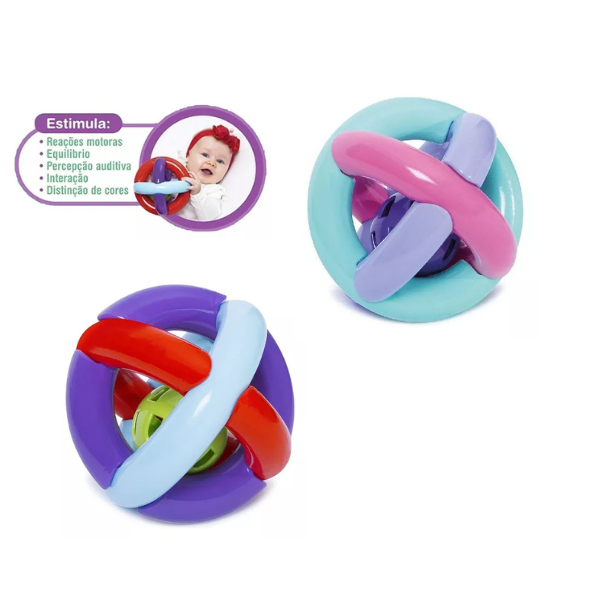 Bola bebê Com Chocalho Macia Para Bebê Interativa Mordedor Bola maluquinha - Brinquedo Sensorial para Bebês