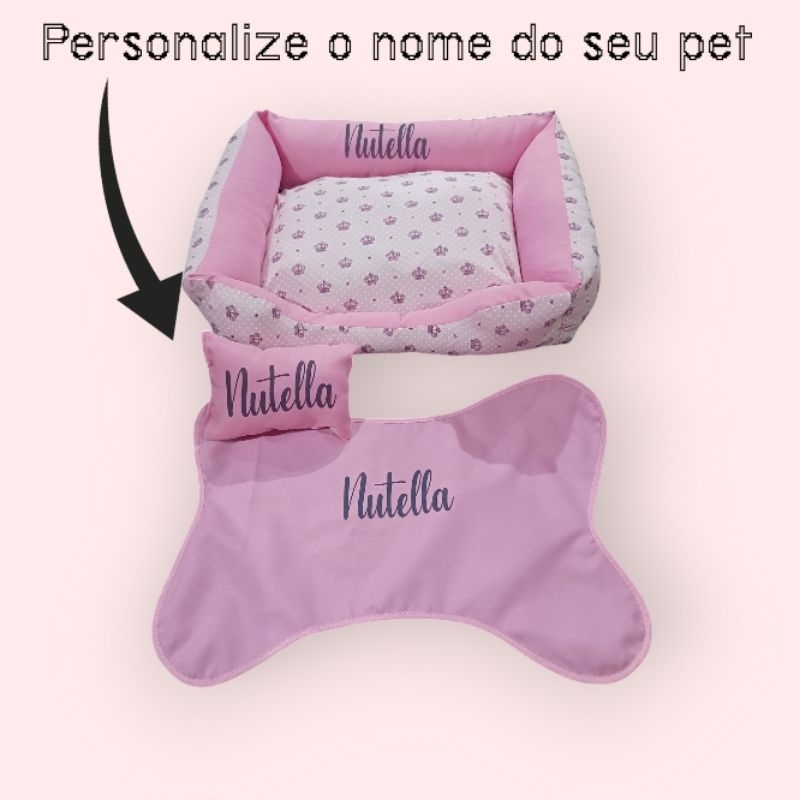 Cama pet personalizada para gato cachorro +tapete comedouro Premium em Oferta na Shopee
