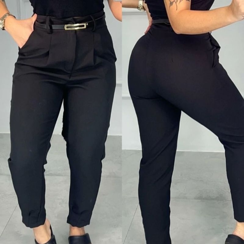 ( Não Têm Bolsos Para Dar Mais Elegância) CALÇA SOCIAL FEMININA ALFAIATARIA ZARA COM CINTO ZÍPER NA LATERAL CINTURA ALTA