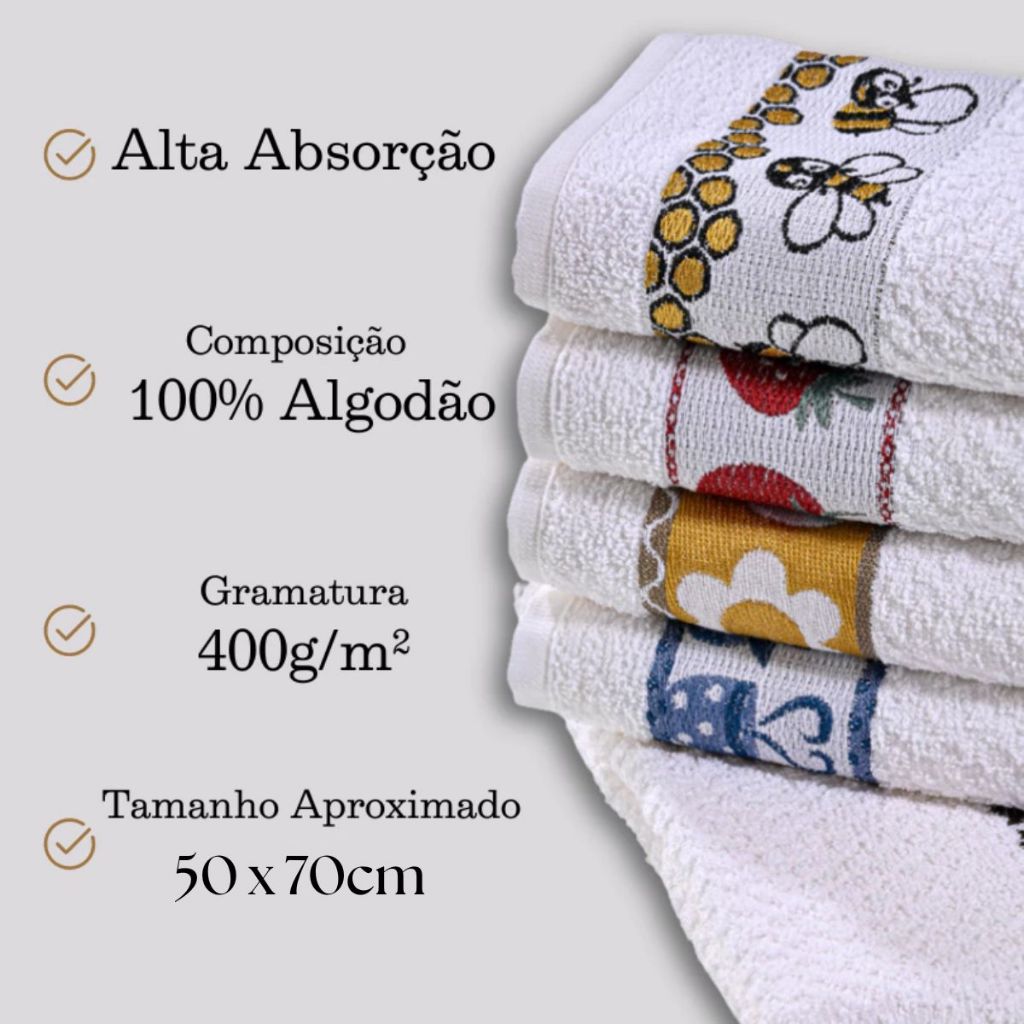 Kit Jogo Pano De Prato Copa Gourmet 100% Algodão