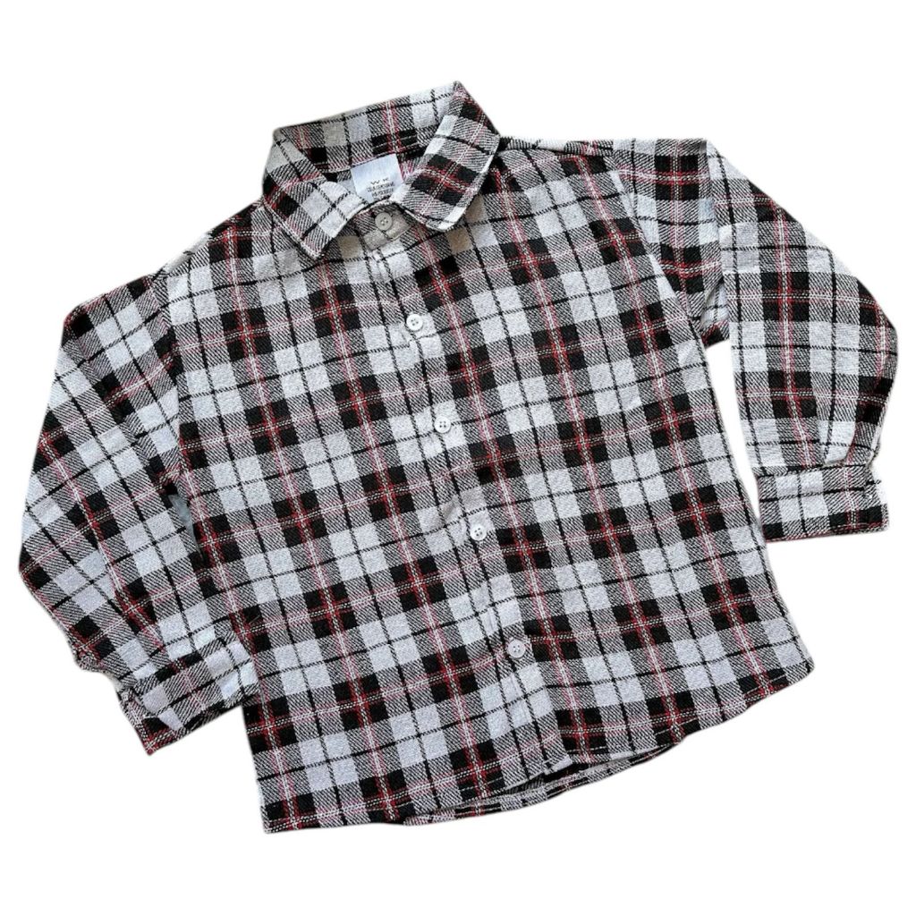 Camisa Manga Longa Xadrez Flanelada Junina Festa Infantil Juvenil Menino C/ Botões Roupa Inverno Caipira Arraial