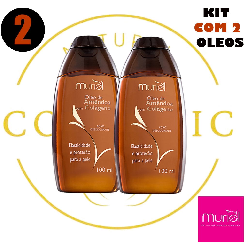 KIT COM 02 UNIDADES  ÓLEO CORPORAL DE AMÊNDOAS 100ML MURIEL ORIGINAL em Oferta na Shopee