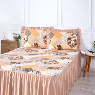 Jogo Colcha Queen Floral Cobre Leito Com Babado + 2 Porta Travesseiro em Oferta na Shopee