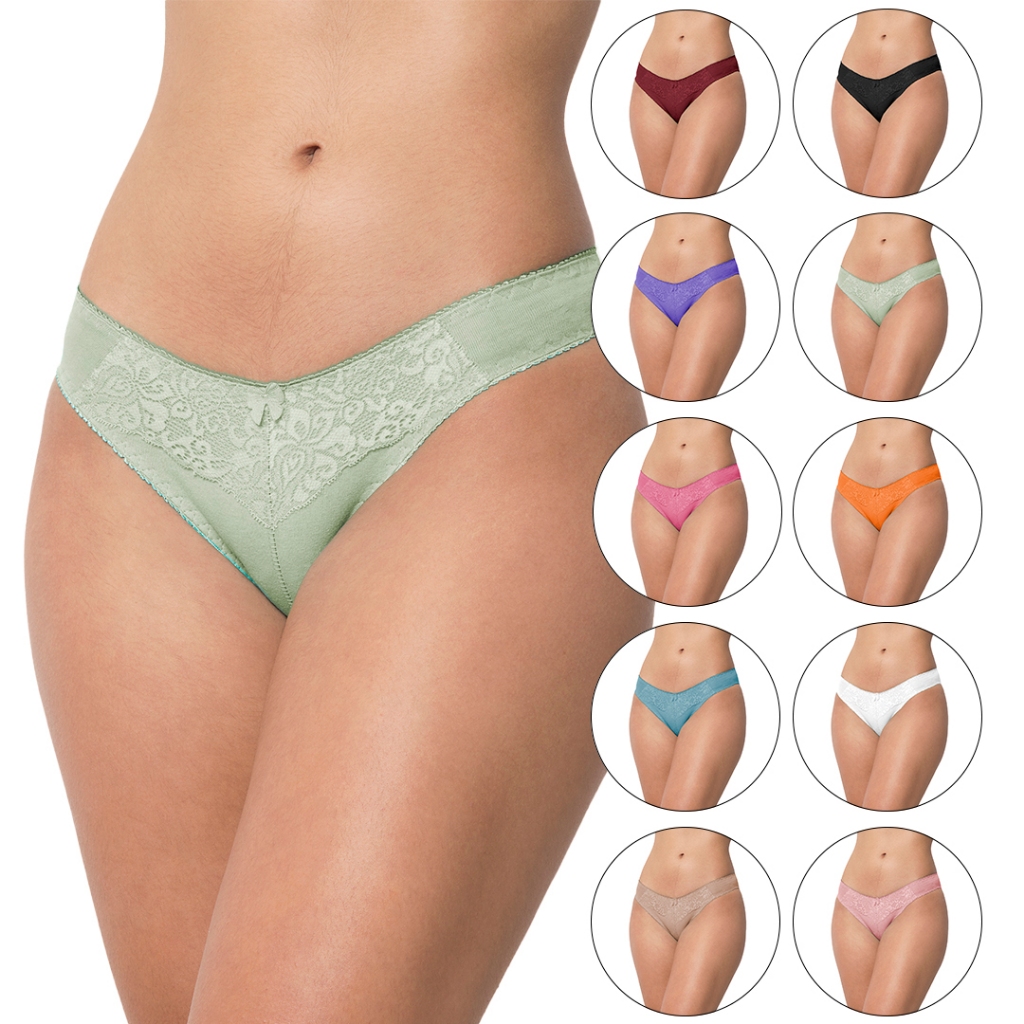 Kit 5 Calcinha Cotton Tanga Algodão Modelagem Perfeita Confortavel Renda