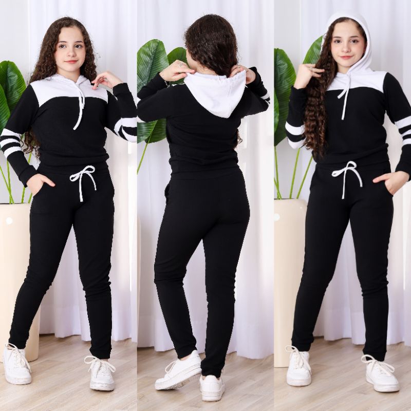 CONJUNTO DE INVERNO INFANTIL JUVENIL COM CAPUZ (4 AO 14 ANOS) MALHA CREPE