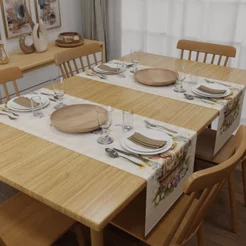 Kit com 2 Caminho de Mesa 1,40x0,40m Trilho Páscoa para Decoração de Mesa Posta