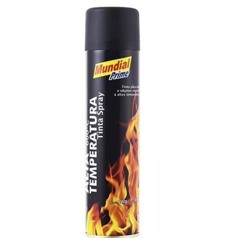 Tinta Spray Preto Fosco Alta Temperatura 400ml Mundial Prime em Oferta na Shopee
