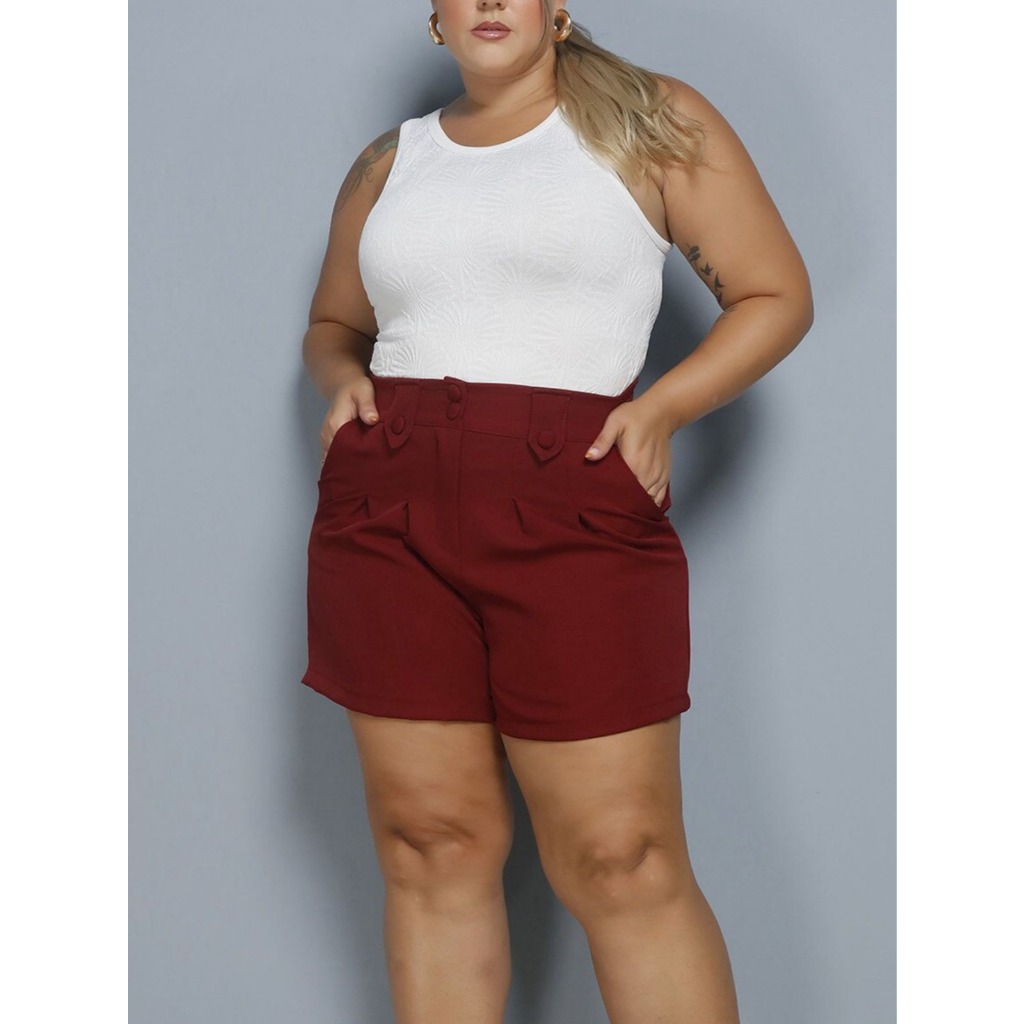 Kit 2 Short Feminino Plus Size Alfaiataria Meio coxa Moda Social Premium em Oferta na Shopee