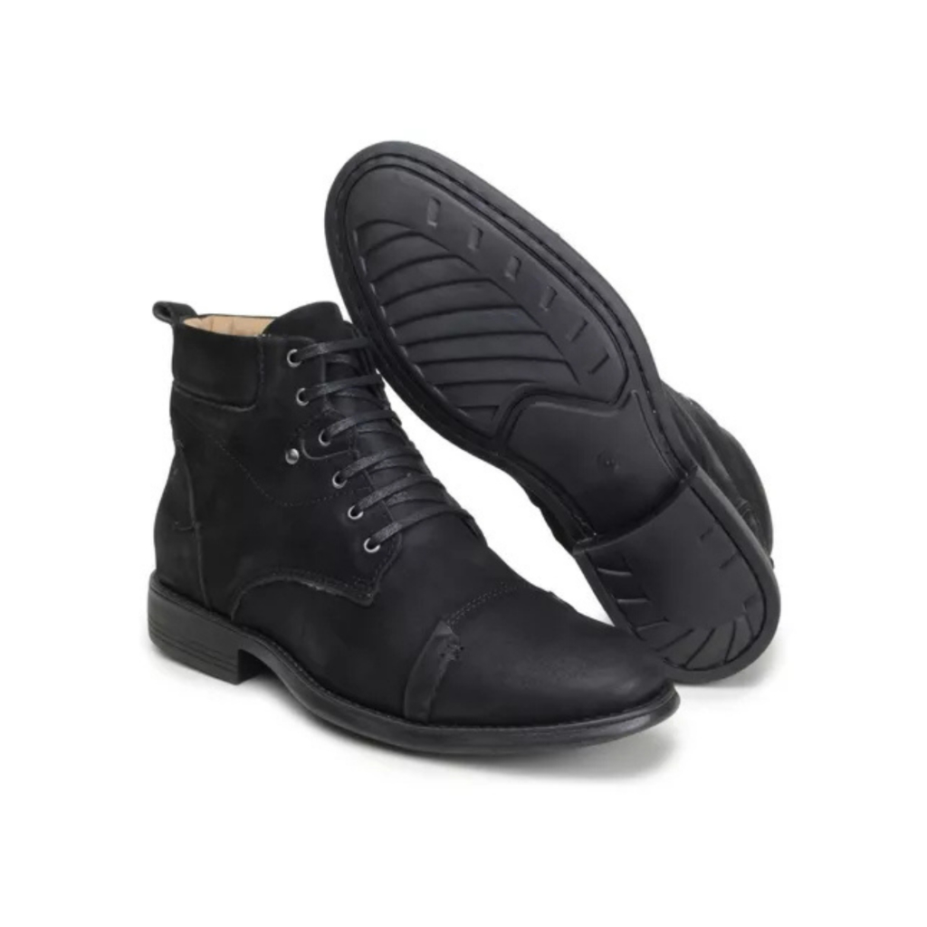 Botina Bota Masculina Coturno Confortavel Couro Legitimo Palmilha de Gel Ortopédico Country