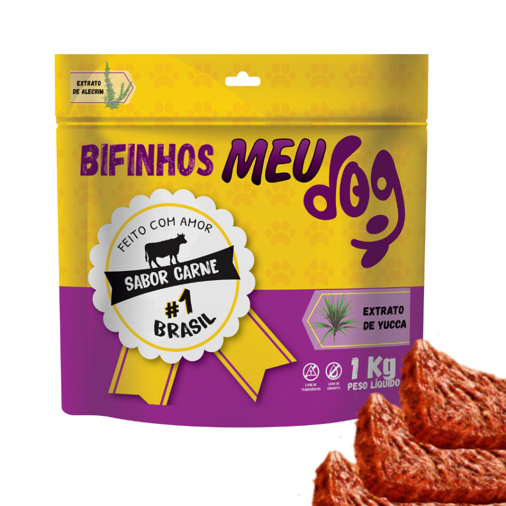 Bifinho MeuDog 1Kg petisco pra cachorro Sabor carne em Oferta na Shopee