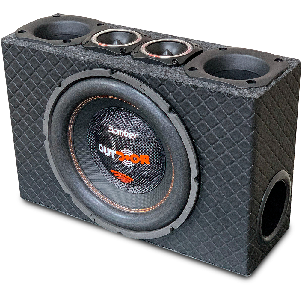 Caixa Trio Som Automotivo Dutada Slim + Subwoofer 10 Polegada 850w 4ohms - Porta Malas