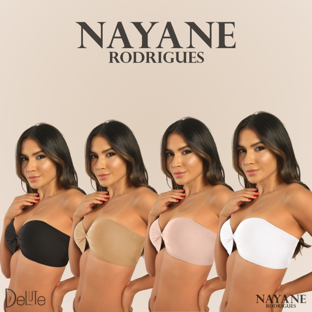 Sutia Nayane Rodrigues Tomara que Caia com Bojo e Aro Liso de Alta Sustentacao Push Up Con...