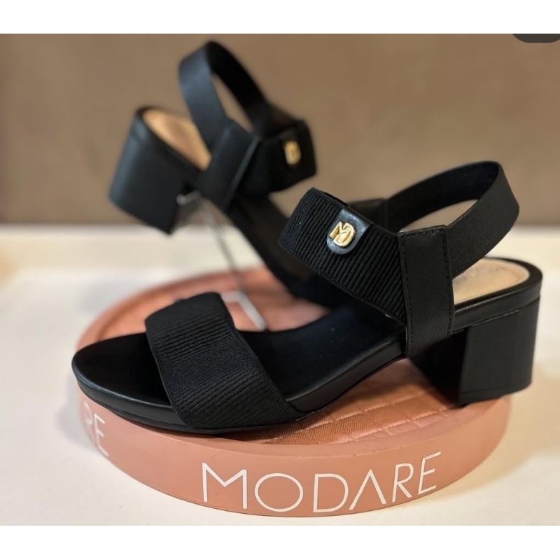 Sandalia Modare Bege e Preto Salto Bloco 33,34,35,36,37,38,39