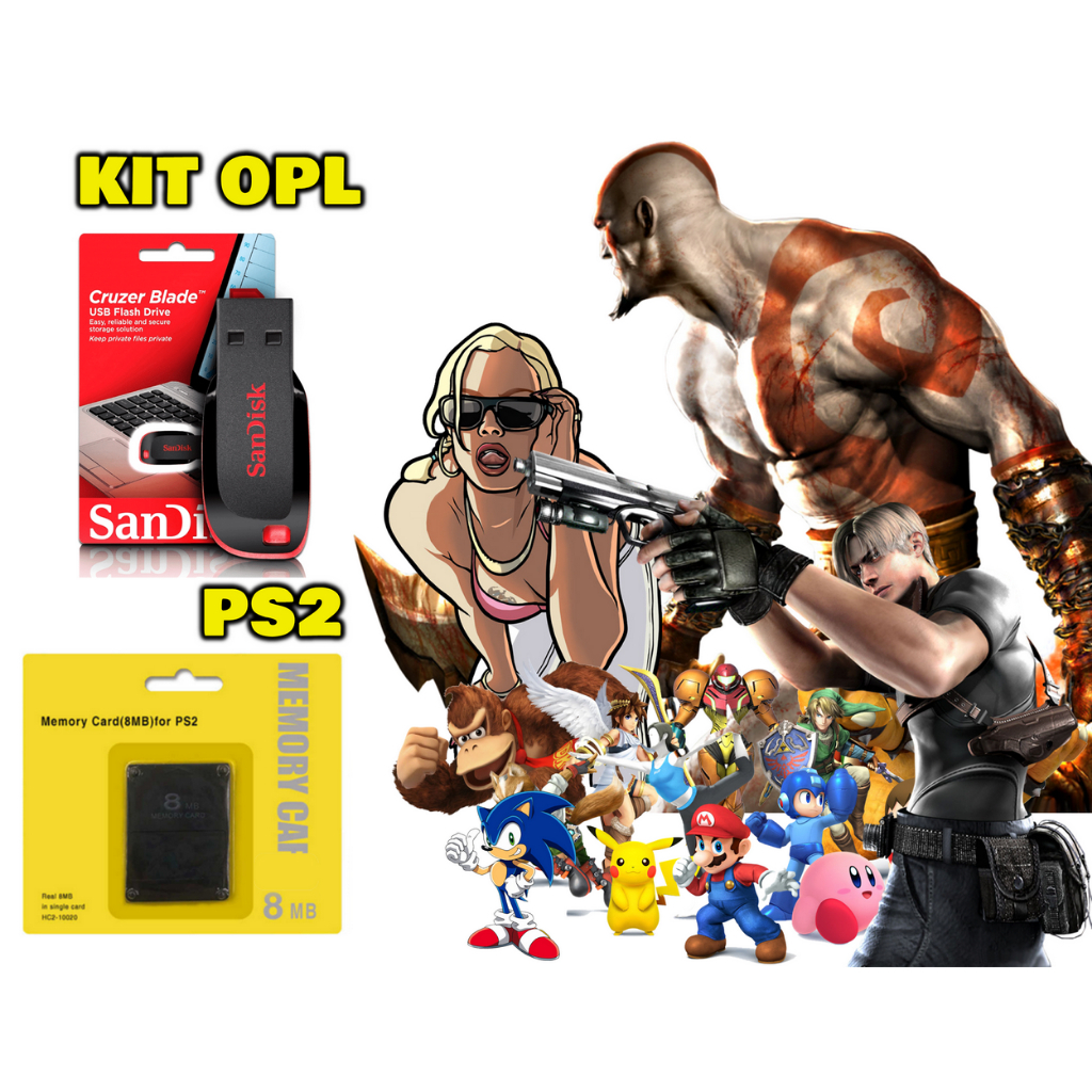 Memory Card 8Mb Com OPL + Pendrive16Gb