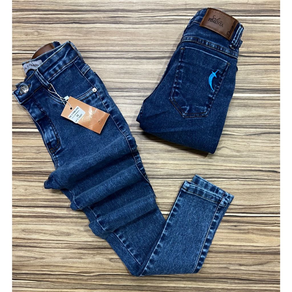 Calça Sal e Pimenta Jeans Skinny Com Elastano Pimenta Original Cintura Alta em Oferta na Shopee