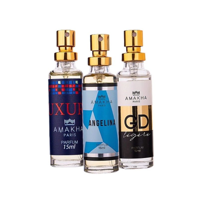 Trio Ambarado Feminino 15ml: Luxúria + Angelina + GD Légère | Amakha Paris em Oferta na Shopee