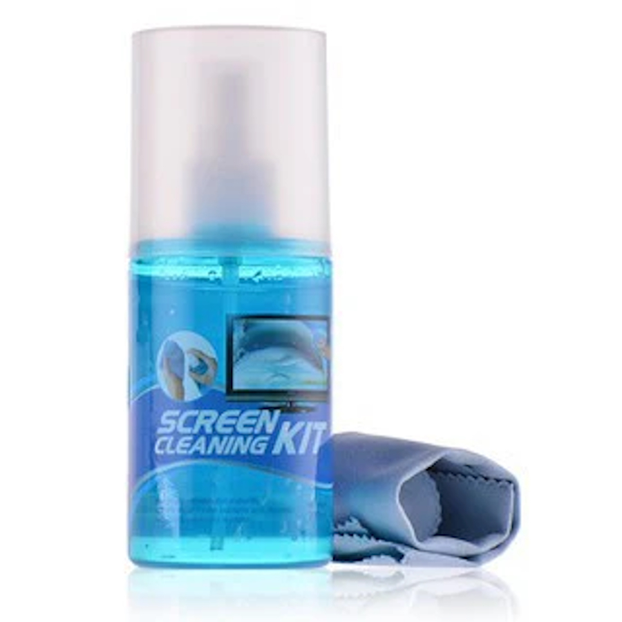 Kit Limpa Telas 200ml Pano Microfibra Celular Notebook TV Monitores Tablet Tvs