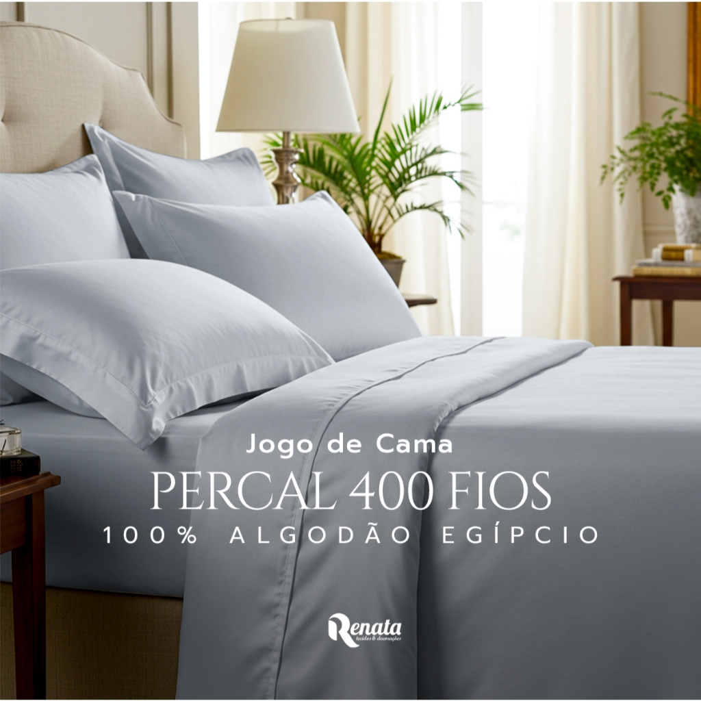 Jogo de Cama Percal 400 Fios 100% Algodão Egípcio