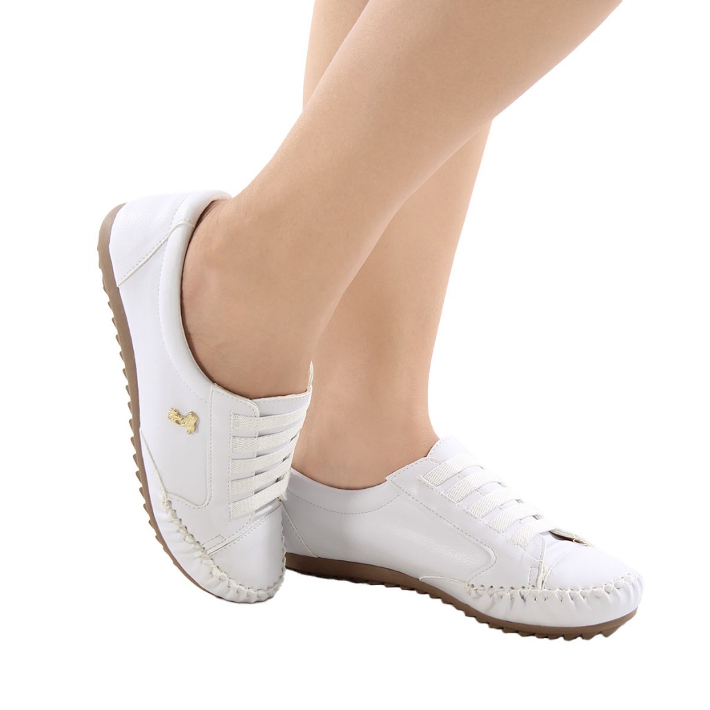 Tenis Feminino Casual Dia Dia Confortavel Jovem Moderno Leve Branco Enfermagem Tamanho Esp...