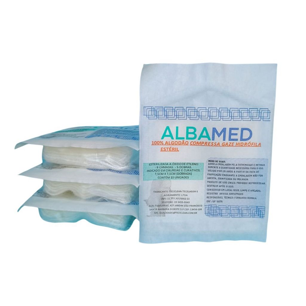 Compressa Gaze Estéril Curativo 100% Algodão 9,11,13 Fios