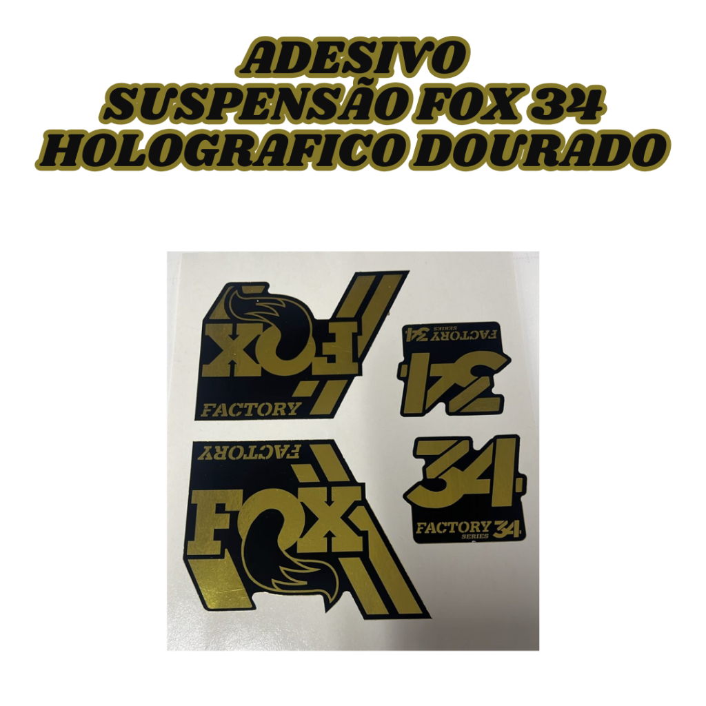 Adesivo HOLOGRÁFICO DOURADO Para Suspensão Fox 34 Decalque Adesivo Garfo Mtb Bike