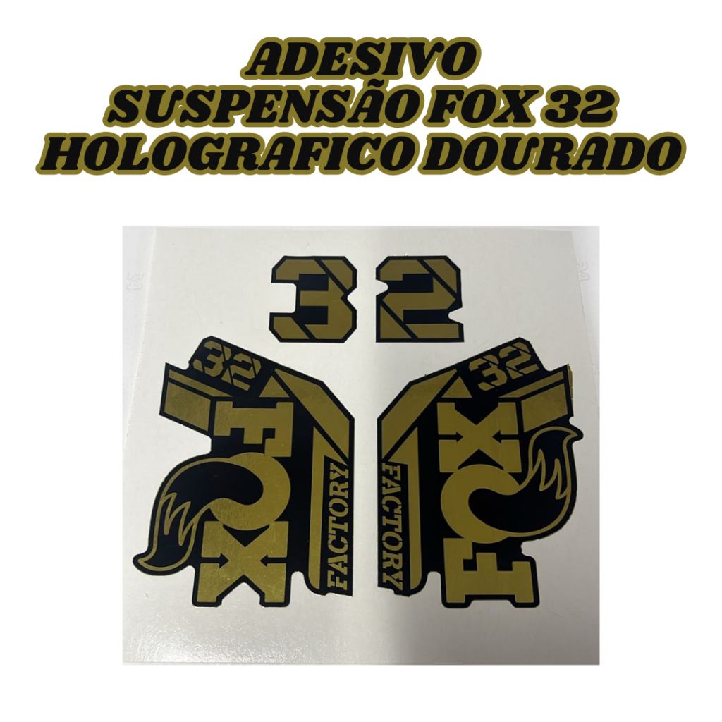 Adesivo HOLOGRÁFICO DOURADO Para Suspensão Fox 32 Decalque Adesivo Garfo Mtb Bike