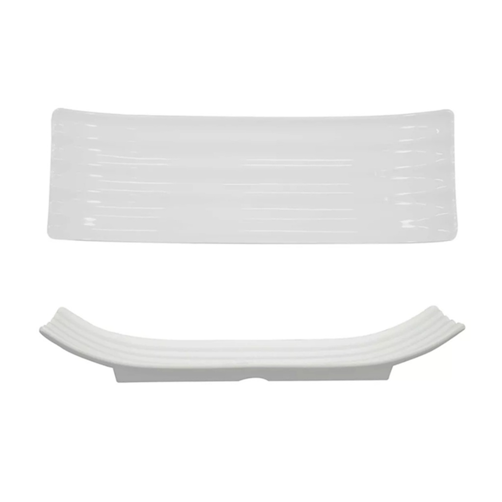 2 Pratos Travessa P/ Sushi Oriental 36,6cm Melamina Branca