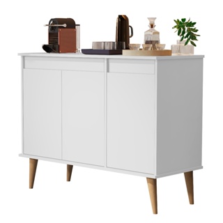 Aparador de Porta Buffet Status 3 Portas cor Branco em Oferta na Shopee