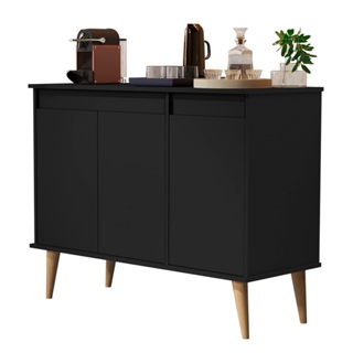 Aparador de Porta Buffet Status 3 Portas cor Preto em Oferta na Shopee