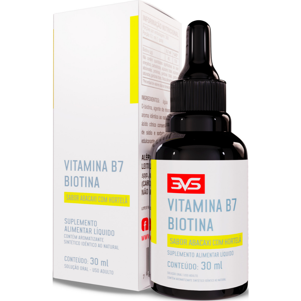 Biotina Fortalecimento Capilar Com Fórmula Super Concentrada Em Gotas 30ml Sabor: Abacaxi Com Hortelã - 3VS Nutrition - Health