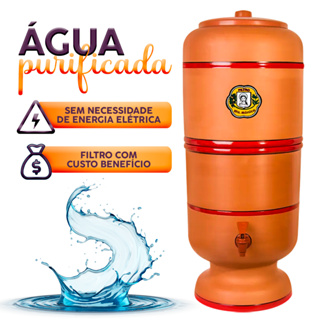 Filtro de Água Barro 6 litros PREMIUM com a MELHOR Vela Tripla Ação Alcalina Carvão + Bóia Torneira em Oferta na Shopee
